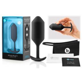   b-vibe Snug Plug 3 - dupla golyós anál dildó (180g) - fekete