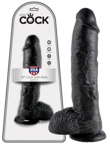 King Cock 10 herés dildó (25 cm) - fekete