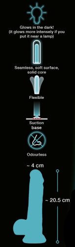 You2Toys - Glow in the Dark - tapadótalpas, herés világító dildó (kék)