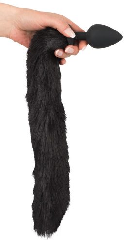 Bad Kitty - cicafül cicafarokkal anál dildó szett - fekete (2 részes)