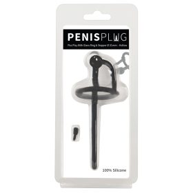   Penisplug Dilator - szilikon húgycsőtágító makkgyűrűvel (0,6mm) - fekete