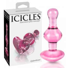Icicles No. 75 - szíves, üveg anál dildó (pink)