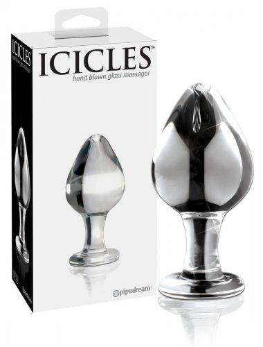 Icicles No. 25 - kúpos, üveg anál dildó (áttetsző)