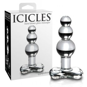   Icicles No. 47 - tripla gyöngyös, üveg anál dildó (áttetsző)