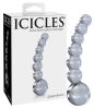 Icicles No. 66 - íves, gömbös, üveg dildó (áttetsző)