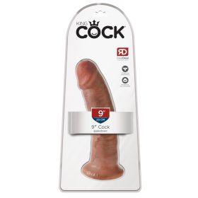   King Cock 9 - tapadótalpas élethű dildó (23cm) - sötét natúr