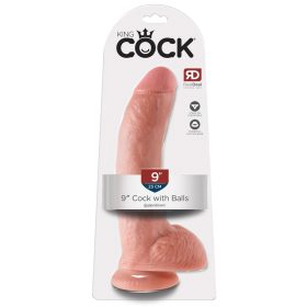   King Cock 9 - nagy tapadótalpas, herés dildó (23cm) - natúr