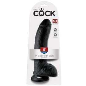   King Cock 9 - nagy tapadótalpas, herés dildó (23cm) - fekete
