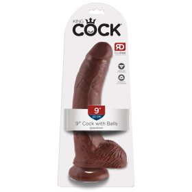   King Cock 9 - nagy tapadótalpas, herés dildó (23cm) - barna