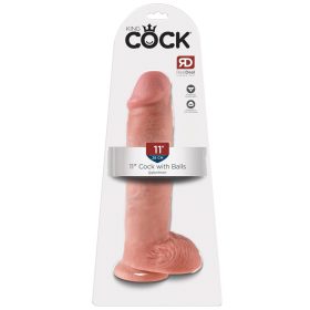   King Cock 11 - nagy tapadótalpas, herés dildó (28cm) - natúr
