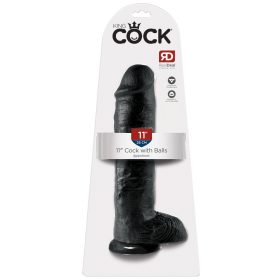   King Cock 11 - nagy tapadótalpas, herés dildó (28cm) - fekete