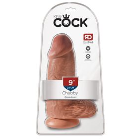   King Cock 9 Chubby - tapadótalpas, herés dildó (23cm) - sötét natúr