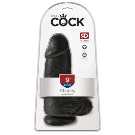   King Cock 9 Chubby - tapadótalpas, herés dildó (23cm) - fekete