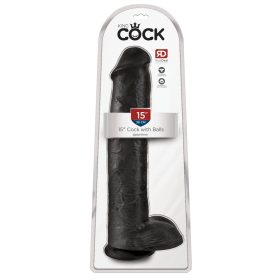  King Cock 15 - gigantikus, tapadótalpas, herés dildó (38cm) - fekete
