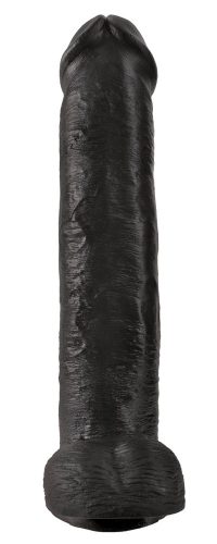 King Cock 15 - gigantikus, tapadótalpas, herés dildó (38cm) - fekete