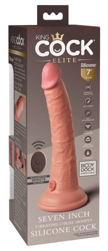 King Cock Elite 7 - tapadótalpas, rádiós, élethű vibrátor (18cm) - natúr