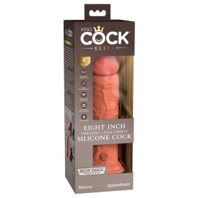   King Cock Elite 8 - tapadótalpas, élethű vibrátor (20cm) - stötét natúr