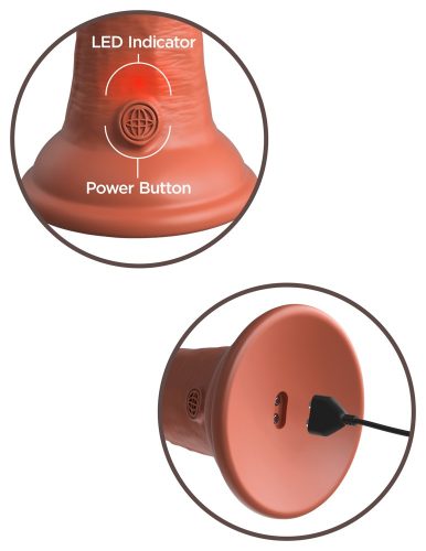 King Cock Elite 8 - tapadótalpas, élethű vibrátor (20cm) - stötét natúr