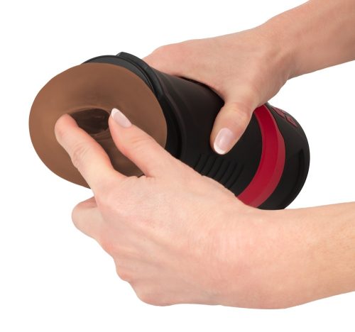 WYNE 04 - akkus, rezgő-szívó maszturbátor (fekete-piros)