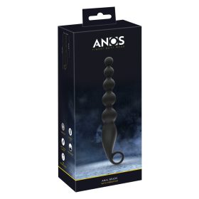 Anos Anal Beads - anál gyöngysor vibrációval (fekete)