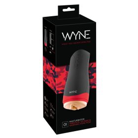   WYNE 01 - akkus, rezgő-szívó, melegítős maszturbátor (fekete)