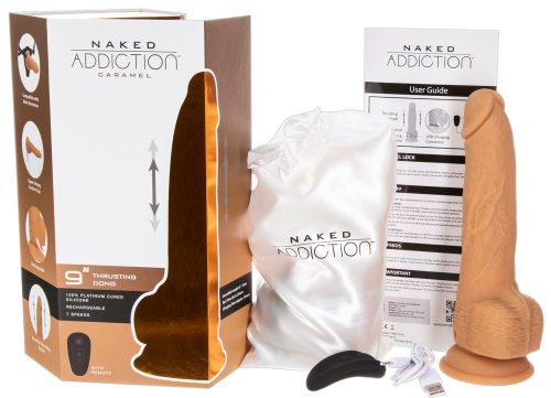 Naked Addiction Thrusting 9 - akkus, rádiós, lökő vibrátor - sötét (23cm)