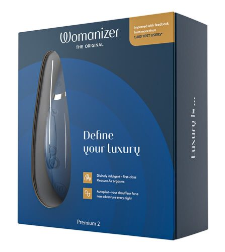 Womanizer Premium 2 - akkus, vízálló csiklóizgató (kék)