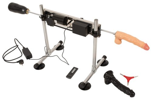 The Banger DS Fucking Machine - kétoldalas szexgép 2 dildóval és műpuncival (ezüst)