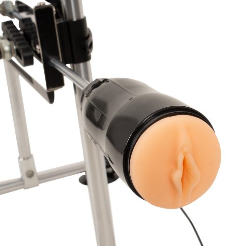 The Banger DS Fucking Machine - kétoldalas szexgép 2 dildóval és műpuncival (ezüst)