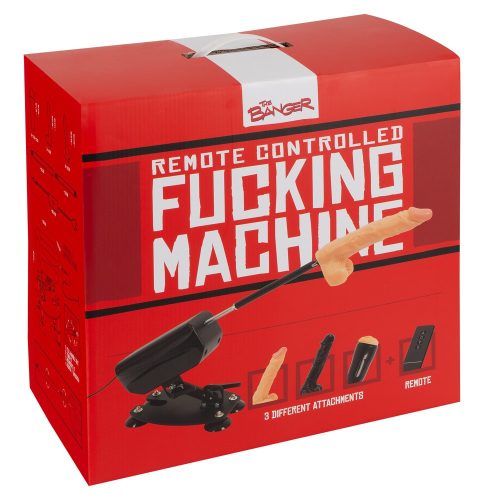 The Banger RC Fucking Machine - szexgép 2 dildóval és műpuncival (fekete-natúr)