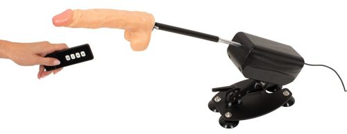 The Banger RC Fucking Machine - szexgép 2 dildóval és műpuncival (fekete-natúr)