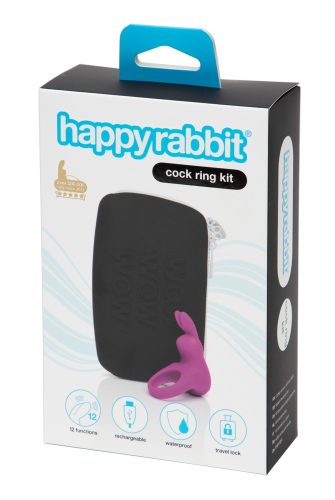 Happyrabbit Cock Kit - akkus vibrációs péniszgyűrű neszeszerrel (lila)