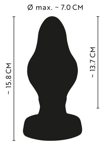 ANOS - szuperpuha, bordázott anál dildó - 7cm (fekete)