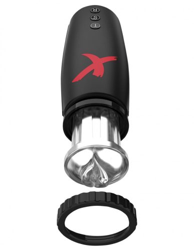 PDX Elite Moto Bator - szívó, fel-le mozgó ajkak maszturbátor (fekete)