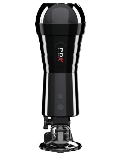 PDX Elite Cock Compressor - szívó, vibráló punci maszturbátor (fekete)