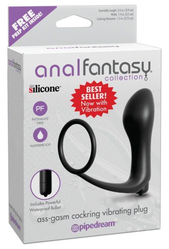 analfantasy ass-gasm vibrator - análujj vibrátor péniszgyűrűvel (fekete)