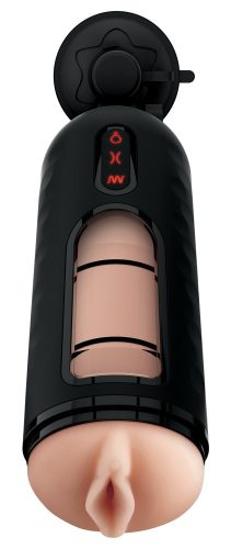 PDX Elite Mega Milker - vibráló, péniszfejő punci maszturbátor (fekete)