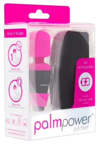 PalmPower Pocket Wand - akkus, mini masszírozó vibrátor (pink-fekete)