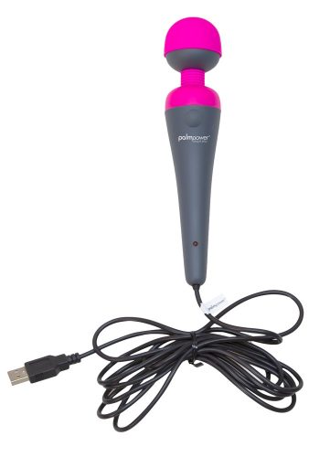 PalmPower Wand - USB-s nagy masszírozó vibrátor powerbankkal (pink-szürke)