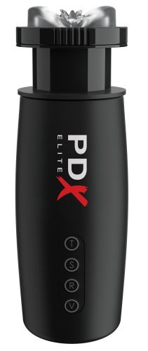 PDX Elite Moto Bator 2 - szívó, fel-le mozgó, rezgő punci maszturbátor (fekete)