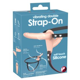   You2Toys - Strap-On - akkus, felcsatolható dupla vibrátor (natúr)