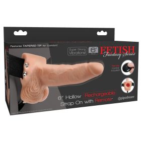   Fetish Strap-On 6 - rádiós, akkus, felcsatolható, üreges vibrátor (natúr)