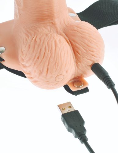 Fetish Strap-On 6 - rádiós, akkus, felcsatolható, üreges vibrátor (natúr)