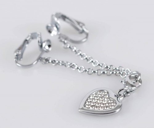 Strasszos szíves intim ékszer (ezüst)