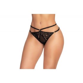 Mapalé - mintás, pántos, nyitott bugyi (fekete)