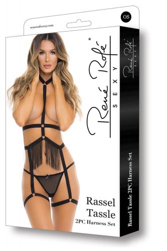 Rene Rofe Rassel Tassle - dísz testhám és tanga (fekete) - S-L