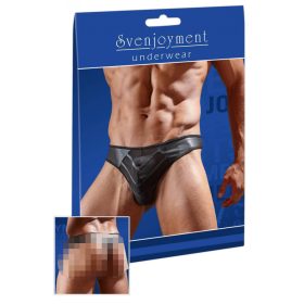 Fényes férfi tanga áttetsző betéttel (fekete)