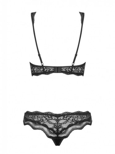 Obsessive Luvae - virágos, strasszos melltartó szett (fekete)