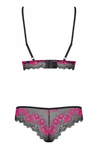 Obsessive Tulia - csipkés fehérnemű szett (fekete-pink)