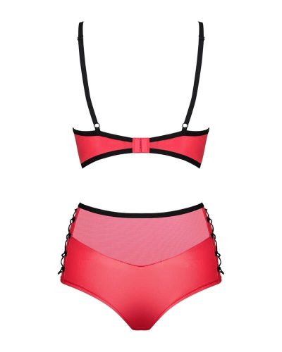 Obsessive Leatheria - bőr hatású melltartó szett (piros) - S/M